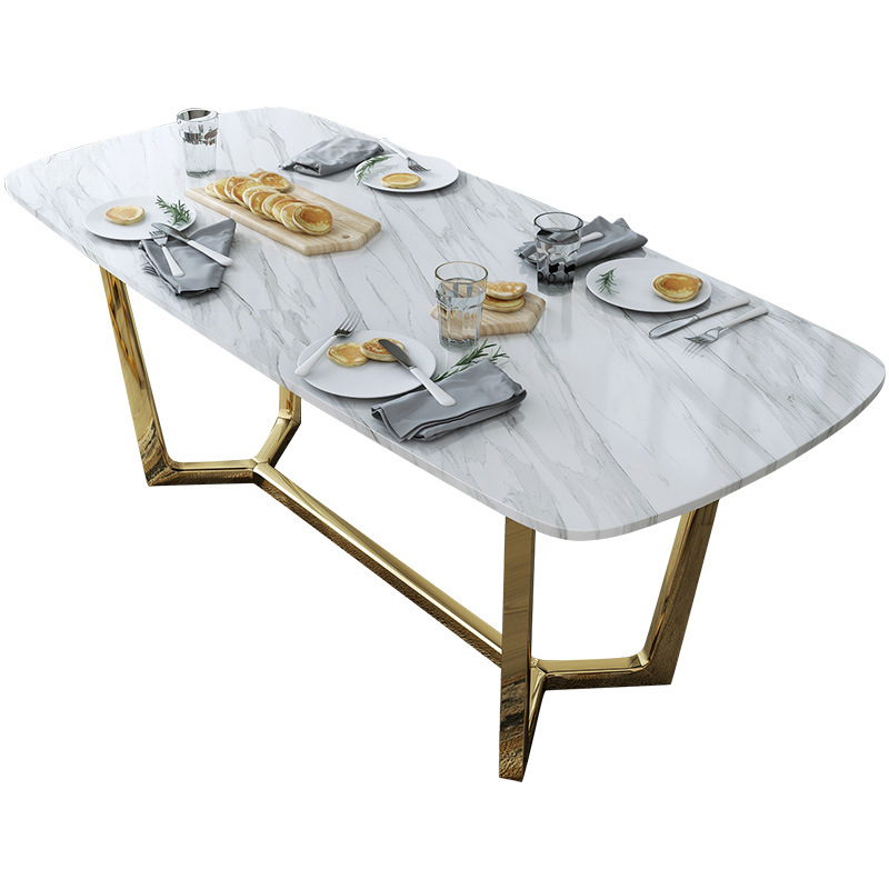 Modern minimalist small apartment dining table marble dining table