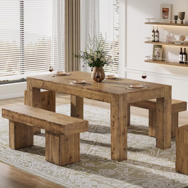 wood farmhouse kitchen dining table