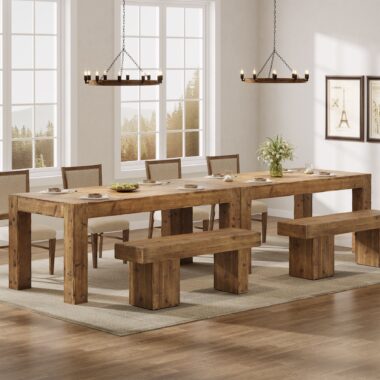 wood farmhouse kitchen dining table