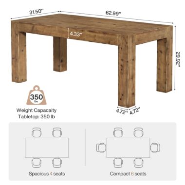 wood farmhouse kitchen dining table