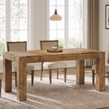 wood farmhouse kitchen dining table