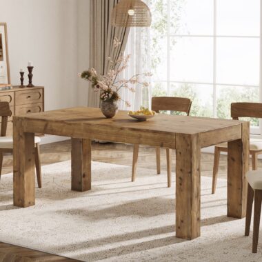 wood farmhouse kitchen dining table