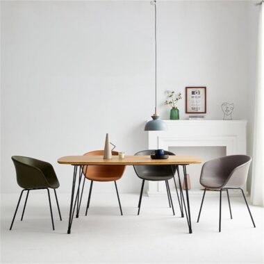 metal frame brown leather dining chair