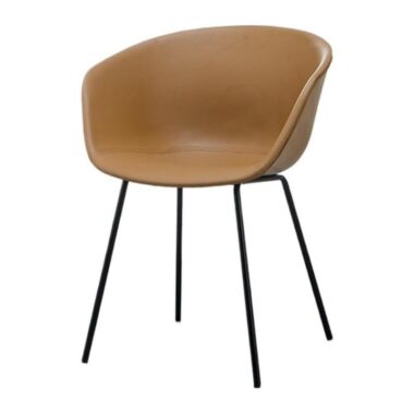 metal frame brown leather dining chair