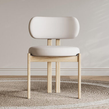 Nordic ash wood solid leather dining chair