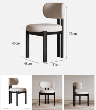 Nordic ash wood solid leather dining chair