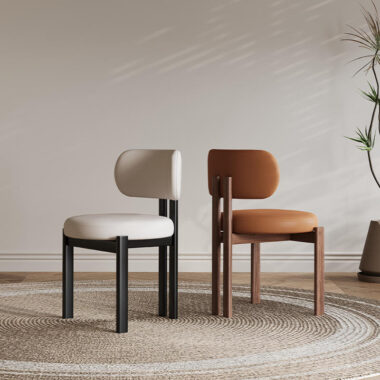 Nordic ash wood solid leather dining chair