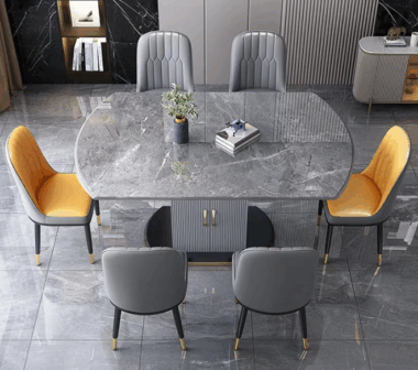 Extendable Folding Dining TableModern extendable round dining table with glossy sintered stone top and folding design, ideal for home kitchen and dining rooms.