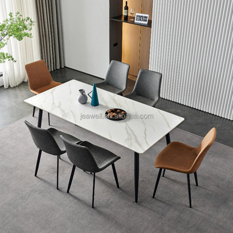 Modern marble and metal dining table set