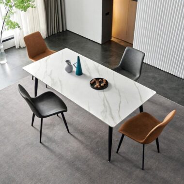 Modern marble and metal dining table set