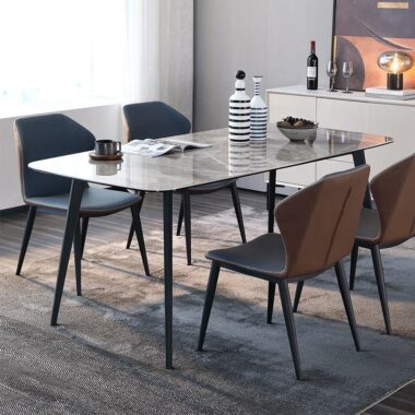 Modern marble and metal dining table set