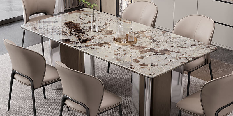 Italian marble dining table set