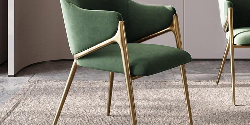 Luxury blue velvet dining chair