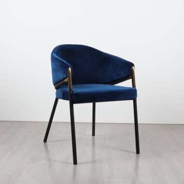 Luxury blue velvet dining chair