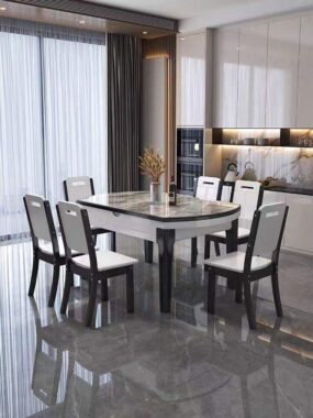 stainless steel extendable dining table set