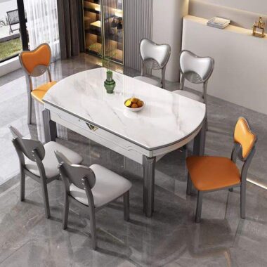 stainless steel extendable dining table set
