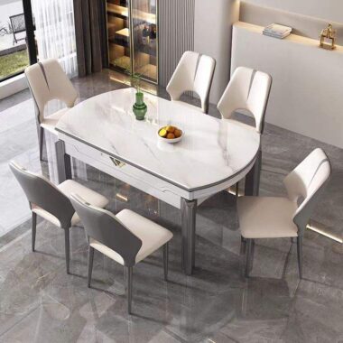 stainless steel extendable dining table set