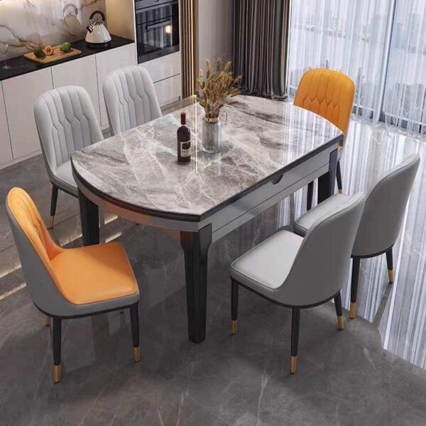 stainless steel extendable dining table set