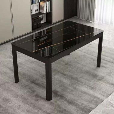 Extendable Marble Dining Table with Metal Legs