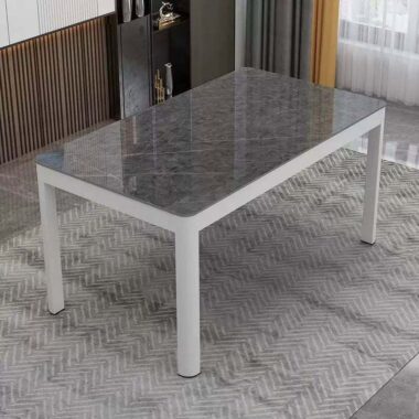 Extendable Marble Dining Table with Metal Legs