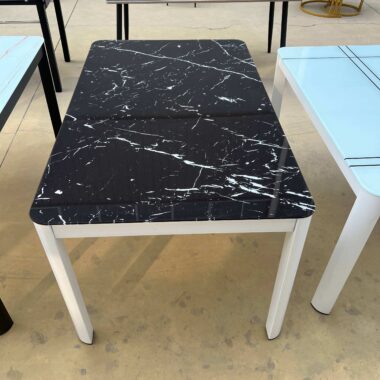 Extendable Marble Dining Table with Metal Legs