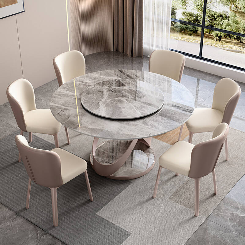 Italian luxury round rotating dining table