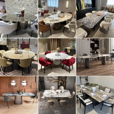 Italian luxury round rotating dining table