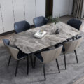 Modern rotating dining table with two marble