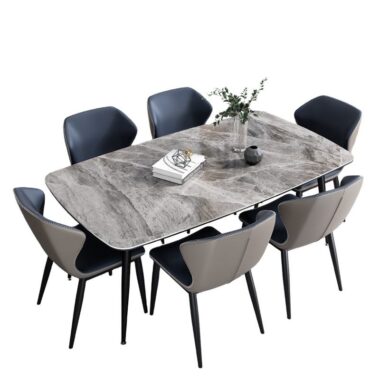 Modern rotating dining table with two marble