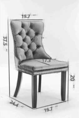 Modern gray velvet tufted dining chair