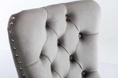Modern gray velvet tufted dining chair