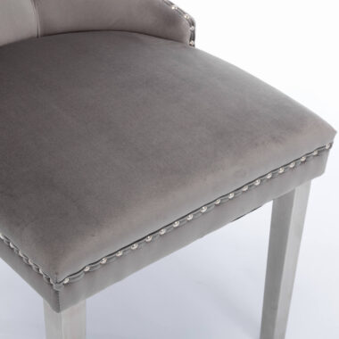 Modern gray velvet tufted dining chair