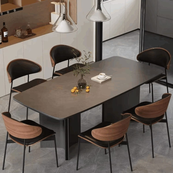 Black Slate Extendable Dining Table Set