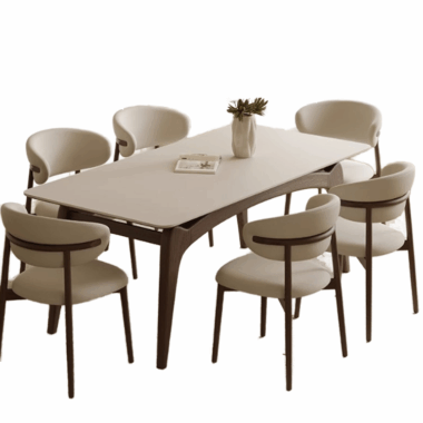 Modern Minimalist Expandable Dining Table Set with Black Slate for Home