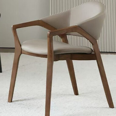 Modern solid wood PU leather dining chair