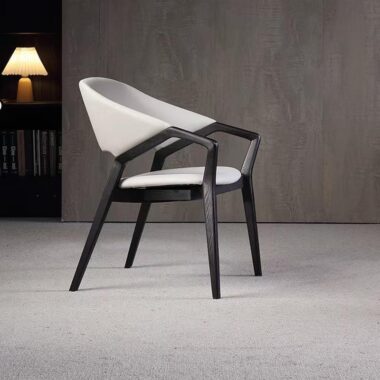 Modern solid wood PU leather dining chair