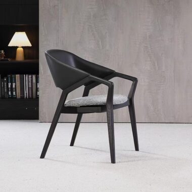 Modern solid wood PU leather dining chair