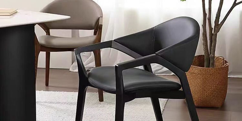 Modern solid wood PU leather dining chair