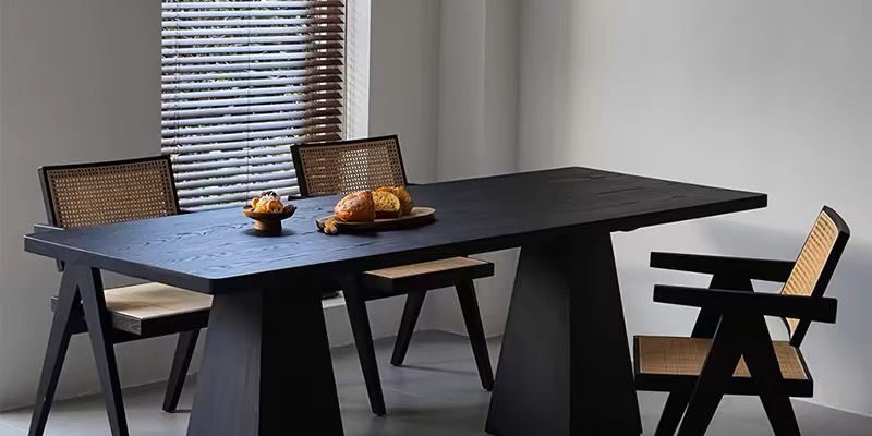 solid wood board dining table in black ash