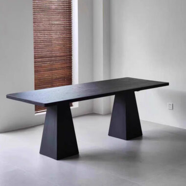 solid wood board dining table in black ash