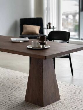 solid wood board dining table in black ash