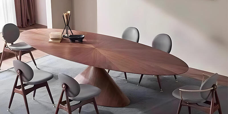Nordic solid wood oval dining table