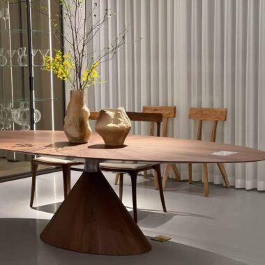 Nordic solid wood oval dining table