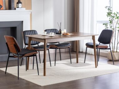 modern faux leather dining chair set