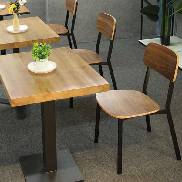 modern wooden dining chairs with black frame