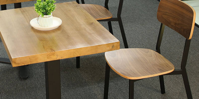 modern wooden dining chairs with black frame