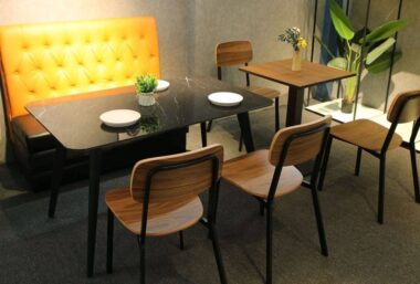 modern wooden dining chairs with black frame