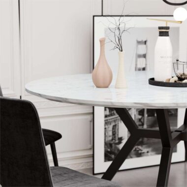 Wooden Surface Expandable Oval Dining Table