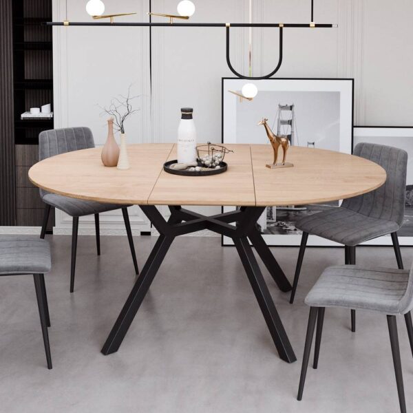 Wooden Surface Expandable Oval Dining Table