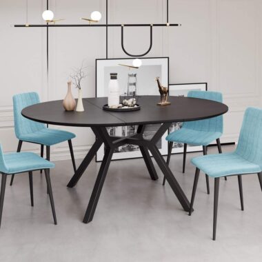 Wooden Surface Expandable Oval Dining Table